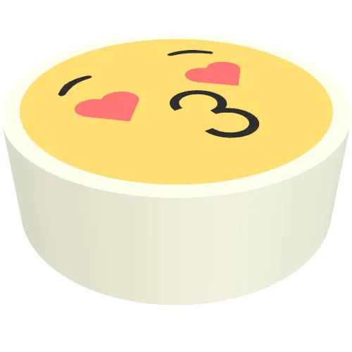 Tile Round 1 x 1 with Smiley, Kiss Face, Heart for Eyes print