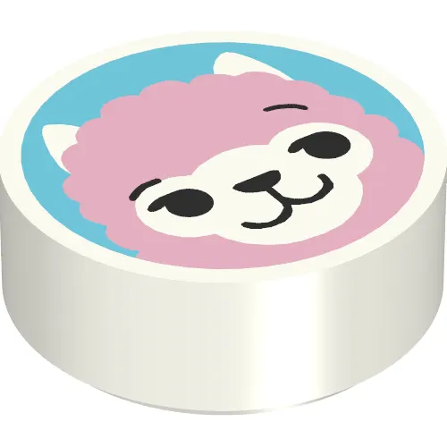 Tile Round 1 x 1 with Pink Llama, Dark Azure Background print