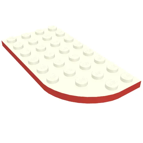 Plate Round Curved 4 x 8 Left with Waffle Bottom with Red Line on Curved Edge Print