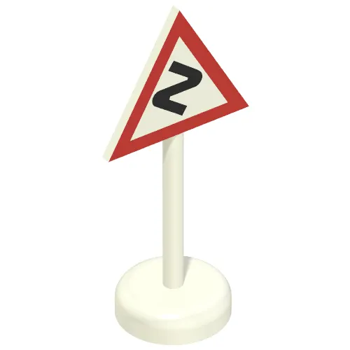 Road Sign Old Triangle with Curved Road Print & Type 2 Base
