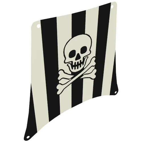 Sail, Square, 25 x 25 with Black Stripes, Skull and Crossbones Print