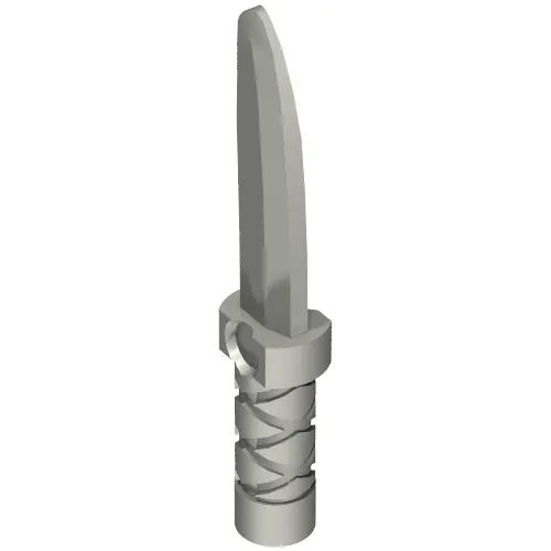 Weapon Dagger / Knife with Flat Hilt End and Curved Blade, Cross Hatched Grip
