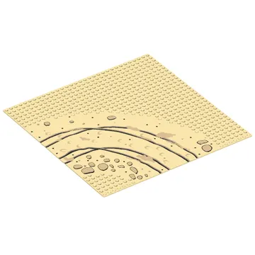 Baseplate 32 x 32 with 7-Stud Curve with Rocks and Ruts / Dirt Road Print