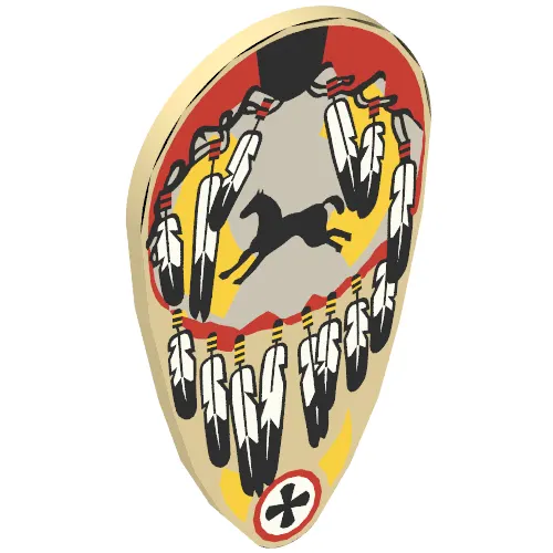 Shield Ovoid with Feathers and Horse Print