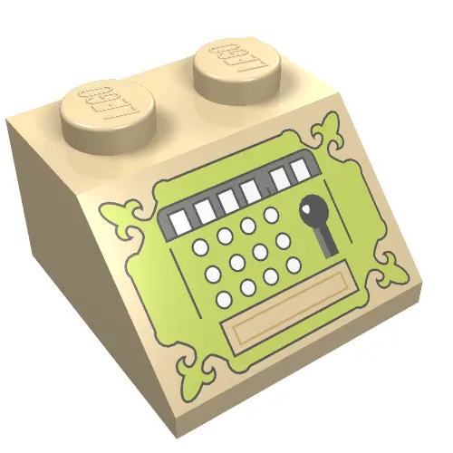 Brick Sloped 45° 2 x 2 with Sand Green Cash Register Print
