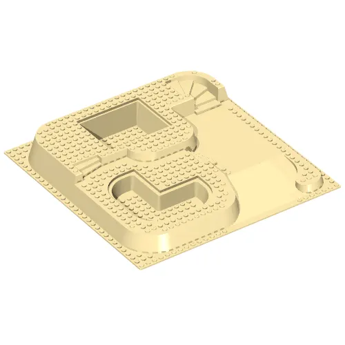 Baseplate Raised 32 x 32 with Ramp, Stairs, and Two Pits with Slate Ramp and Gray Pool Print