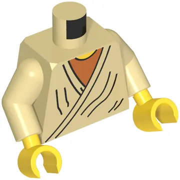 Torso Robe with Brown Undershirt and Yellow Neck Print (Old Obi-Wan), Tan Arms, Yellow Hands
