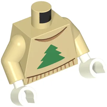 Torso, Sweater, Green Christmas Tree print, Tan Arms, White Hands