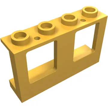 Window 1 x 4 x 2 Plane, Hollow Studs, Single Hole Top and Bottom for Glass