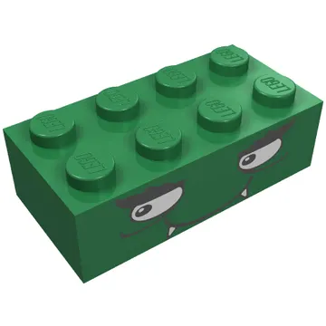 Brick 2 x 4 with Smiling Face with Fangs Print