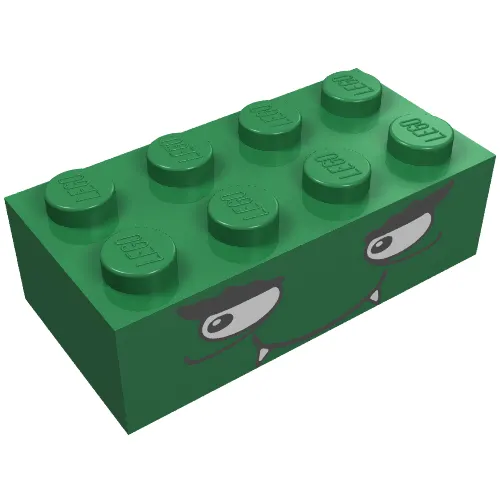 Brick 2 x 4 with Smiling Face with Fangs Print