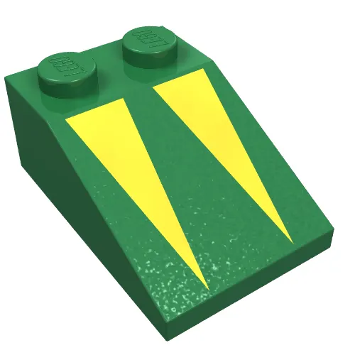 Brick Sloped 33° 3 x 2 with Yellow Triangles Print