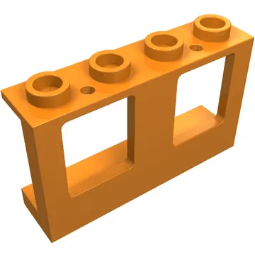 Window 1 x 4 x 2 Plane, Hollow Studs, Single Hole Top and Bottom for Glass