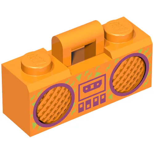 Equipment Radio / Boom Box with Handle and Magenta Cassette Player, Switches and Rimmed Speakers Print