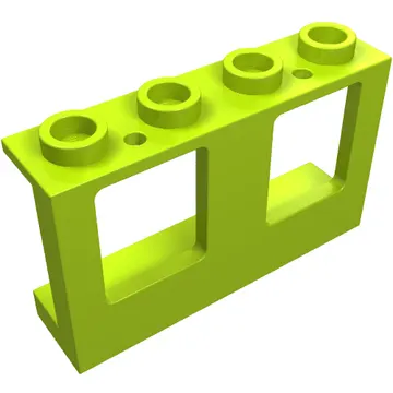Window 1 x 4 x 2 Plane, Hollow Studs, Single Hole Top and Bottom for Glass