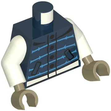 Torso, Vest, Dark Azure Stripes, White Belt print, White Arms, Dark Tan Hands