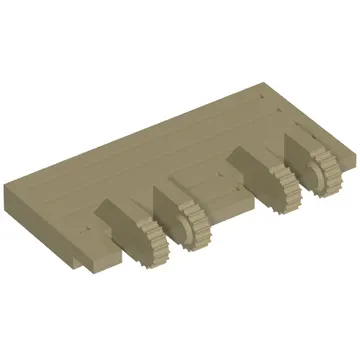 Hinge Train Gate 2 x 4 Locking Dual 2 Fingers without Rear Reinforcements, 7 Teeth