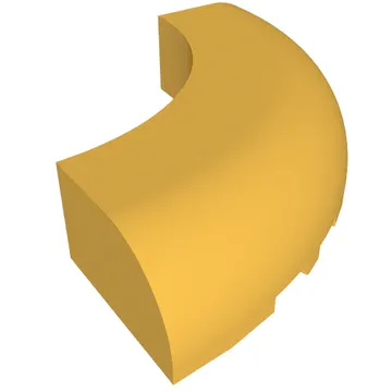 Brick Round Corner 5 x 5 x 1 Curved, Bottom Cut Outs, No Studs, 7 Bottom Tubes