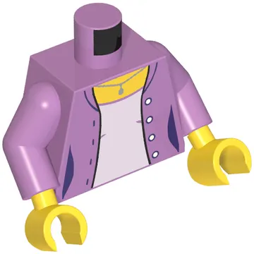 Torso Jacket, Buttons, Lavender Shirt, Necklace with Pendant Print, Medium Lavender Arms, Yellow Hands