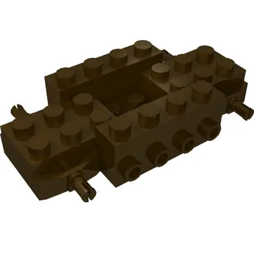 Vehicle Base 4 x 8 x 1 1/3 with Wheel Pins, 4 studs on each side, 2 x 2 Recessed Center and Hole