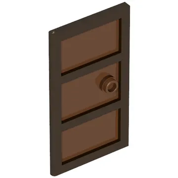 Door 1 x 4 x 6 with 3 Panes and Stud Handle with Reddish Brown Glass
