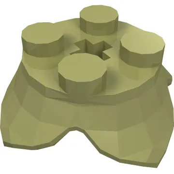 Plant, Leaves, Round 2 x 2 x 2/3 with + Axle Hole and 4 Leaf Extensions