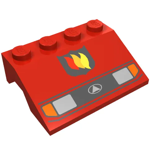Wheel Arch, Mudguard, Slope 3 x 4 with Headlights and Fire Logo Badge Print