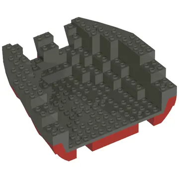 Boat Hull Section, Large Stern 14 x 16 x 5 1/3 with Dark Gray Top [Complete Assembly]