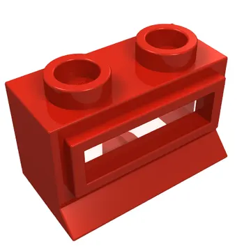 Window 1 x 2 x 1, Extended Lip, Hollow Stud [with Glass]