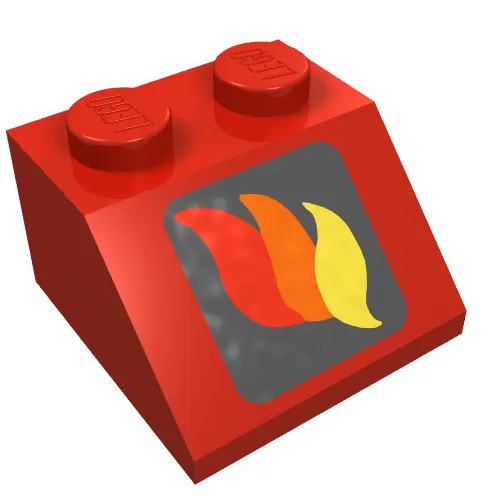 Brick Sloped 45° 2 x 2 with Fire Logo Print