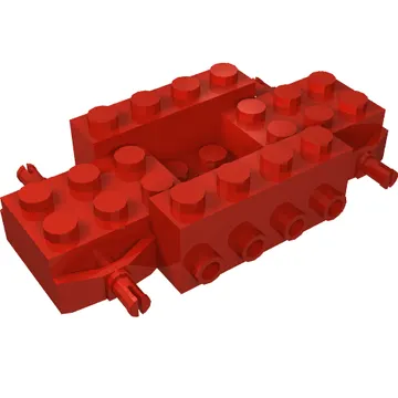 Vehicle Base 4 x 8 x 1 1/3 with Wheel Pins, 4 studs on each side, 2 x 2 Recessed Center and Hole