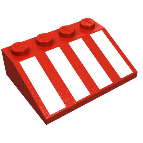 Brick Sloped 33° 3 x 4 with White Stripes Print