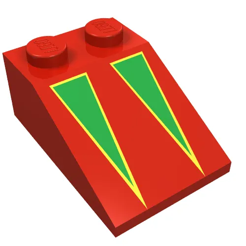 Brick Sloped 33° 3 x 2 with Green on Yellow Triangles Print
