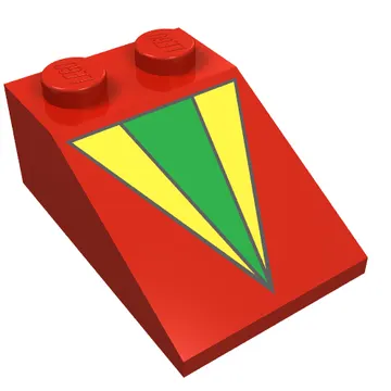 Brick Sloped 33° 3 x 2 with Yellow and Green V Print