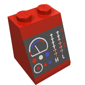 Brick Sloped 65° 2 x 2 x 2 Smooth without Bottom Tube and Lamps and Dials Print