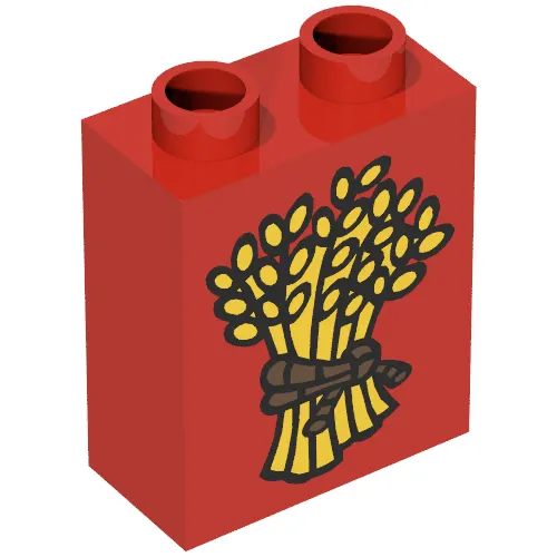 Duplo Brick 1 x 2 x 2 with Wheat and Braided Rope Print