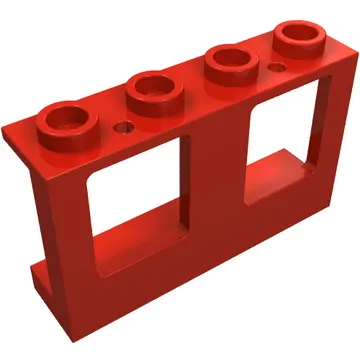 Window 1 x 4 x 2 Plane, Hollow Studs, Single Hole Top and Bottom for Glass