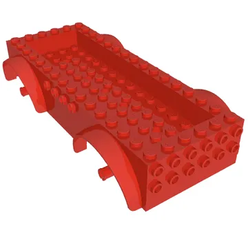 Vehicle Base 8 x 16 with Wheel Arches, Front and Side Studs, and 4 x 14 Recessed Studded Section, 5 Holes