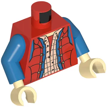 Torso Vest with Plaid Shirt and Blue Denim Jacket Print (Marty McFly), Blue Arms, Light Nougat Hands