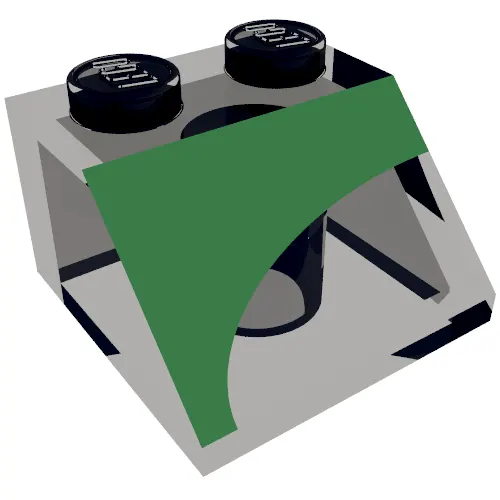 Brick Sloped 45° 2 x 2 with Left Green Inverse 1/4 Disc Print