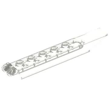 Hinge Plate 1 x 8 Locking with Angled Side Extensions, Rounded Plate Underside, 9 Teeth