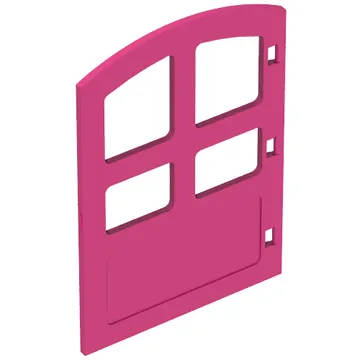 Duplo Door 1 x 4 x 4 with Four Panes, Different Size and Curved Top
