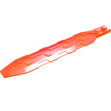 Large Figure Weapon, Sword 1 x 13 with 1x2 Plate, Angled Side Extensions, Textured Panel Inset with Hexagons