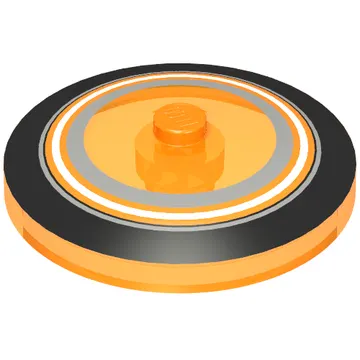 Dish 4 x 4 Inverted with Closed Stud [Radar] with Black, Orange, and Metallic Silver Circles Print