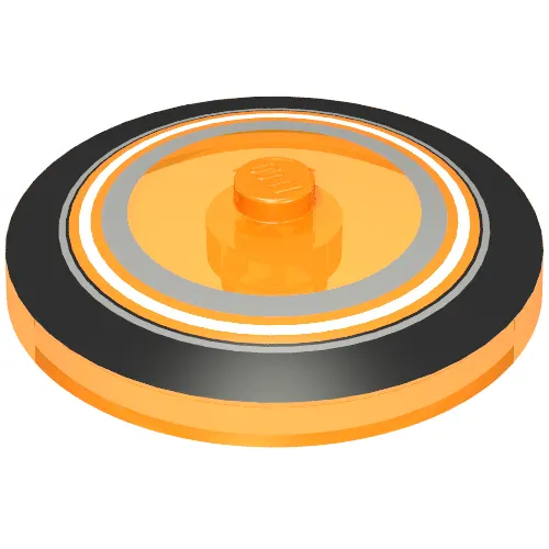 Dish 4 x 4 Inverted with Closed Stud [Radar] with Black, Orange, and Metallic Silver Circles Print