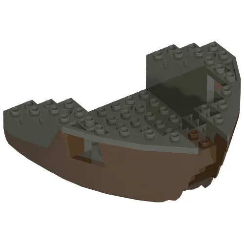 Boat Hull Section, Small Bow 12 x 12 x 5 1/3 with Dark Gray Top [Complete Assembly]