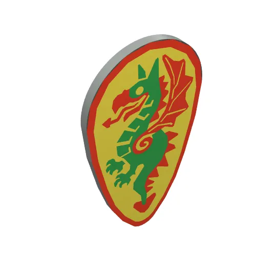 Shield Ovoid with Green Dragon Print