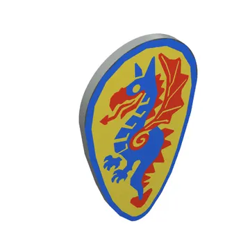 Shield Ovoid with Blue Dragon Print