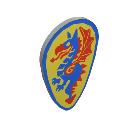 Shield Ovoid with Blue Dragon Print