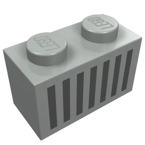 Brick 1 x 2 with Black Grill Print